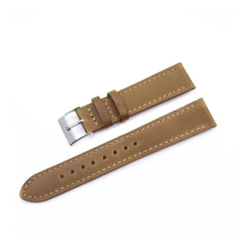 CongYi Klassisches Rindslederarmband, Weich, 16 Mm, 18 Mm, 20 Mm, Damen- Und Herren-Armband, Lederband(Khaki-green,20mm) von Generic