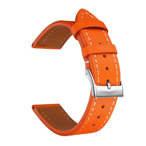 CongYi Vollnarbiges Leder-Uhrenarmband 12 mm 14 mm 16 mm Damen-Uhrenarmbänder 18 mm 20 mm Armband for Herren(Orange,18mm) von Generic