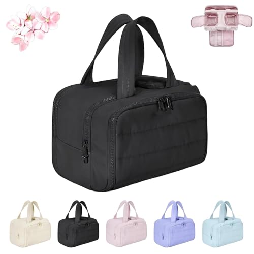 Convely Kulturbeutel – 2025 TravelFree Kulturbeutel, 4-in-1 wasserdichte Puffy Kosmetik Make-up Organizer Taschen, große Kapazität, weit geöffnete Reise-Kosmetiktasche, Kosmetiktasche mit Griff von Generic