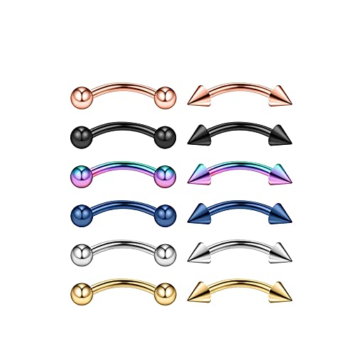 Cool Mode Spike Augenbrauenring aus Edelstahl, Ringe für die Augen, Banane, Körper, Piercing, Schmuck für Frauen, 5 Stück von Generic