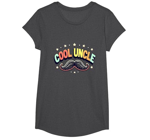 Cool Uncle Club Retro Schnurrbart Sterne Family Pride T-Shirt, Girls, Anthrazit Meliert, L von Generic