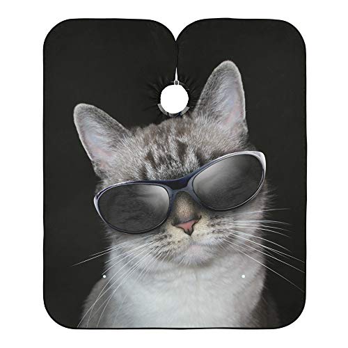 Coole Katze Mit Sonnenbrille Hairdressing Capes Schmutzabweisend Friseur Umhänge Waschbar Frisörumhang Für Mädchen Friseursalon Friseur 140X168Cm von Generic