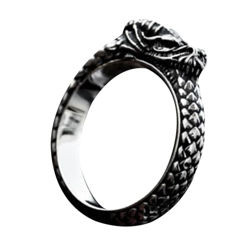 Coole Ringe für Männer, Vintage-Ringe für Männer | Neuartiger Drachenkopf-Ring, schwarze Titanringe für Herren | Stilvoller, einzigartiger schwarzer Ring für Herren, Herrenschmuck, Ringe für Erwachsen von Generic