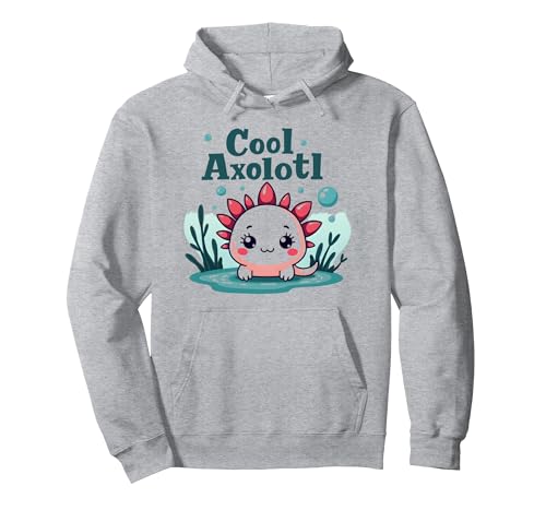 Cooles Axolotl Kid Aquatic Adventure Jungen Unterwasserspaß Pullover Hoodie, Unisex für Erwachsene, Grau Meliert, XL von Generic
