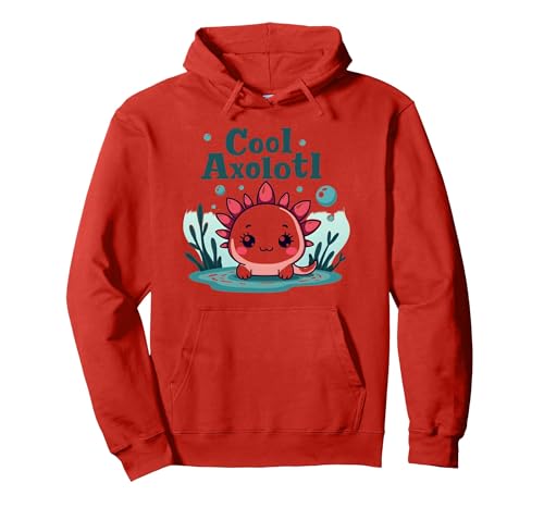 Cooles Axolotl Kid Aquatic Adventure Jungen Unterwasserspaß Pullover Hoodie, Unisex für Erwachsene, Rot, L von Generic