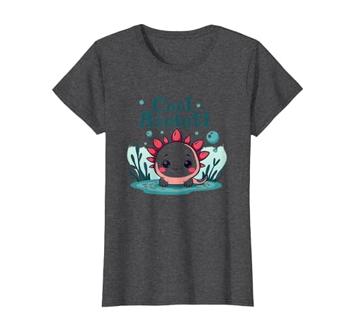 Cooles Axolotl Kid Aquatic Adventure Jungen Unterwasserspaß T-Shirt, Damen, Anthrazit Meliert, XS Cooles Axolotl Kid Aquatic Adventure Jungen Unterwasserspaß T-Shirt, Damen, Anthrazit Meliert, XS von Generic