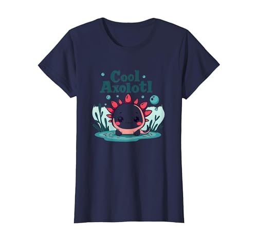 Cooles Axolotl Kid Aquatic Adventure Jungen Unterwasserspaß T-Shirt, Damen, Marineblau, XS Cooles Axolotl Kid Aquatic Adventure Jungen Unterwasserspaß T-Shirt, Damen, Marineblau, XS von Generic