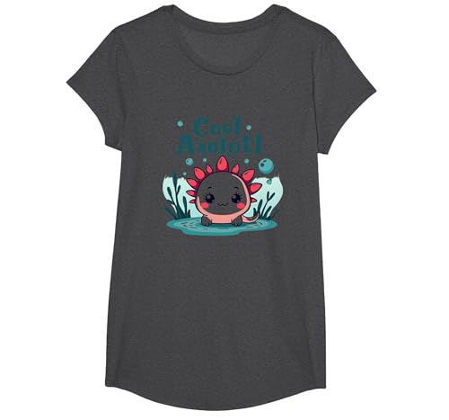Cooles Axolotl Kid Aquatic Adventure Jungen Unterwasserspaß T-Shirt, Girls, Anthrazit Meliert, XS von Generic