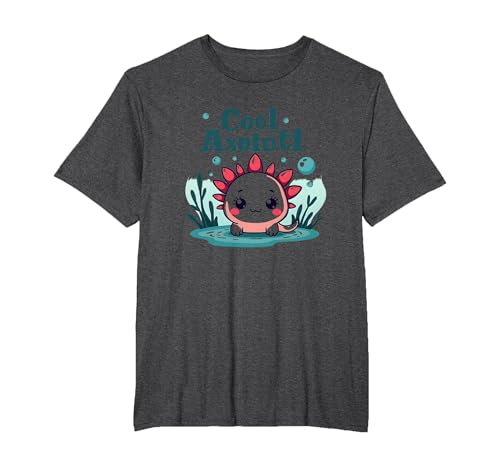 Cooles Axolotl Kid Aquatic Adventure Jungen Unterwasserspaß T-Shirt, Herren Große Größen, Anthrazit Meliert, 4X Tall von Generic