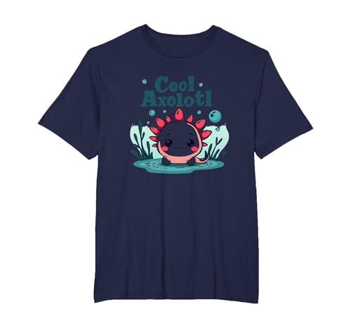 Cooles Axolotl Kid Aquatic Adventure Jungen Unterwasserspaß T-Shirt, Herren Große Größen, Marineblau, 3X Tall von Generic