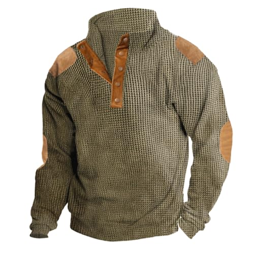 Cord Sweatshirt Herren Ellenbogen-Patches Polo Shirts Winter Mit 1/4 Knopf Kragen Waffel-Sweatshirt Oberteile Pullover Herren Ohne Kapuze Stehkragen Langärmeliges Pulli Streetwear Für Männer Cord Sweatshirt Herren Ellenbogen-Patches Polo Shirts Winter Mit 1/4 Knopf Kragen Waffel-Sweatshirt Oberteile Pullover Herren Ohne Kapuze Stehkragen Langärmeliges Pulli Streetwear Für Männer von Generic