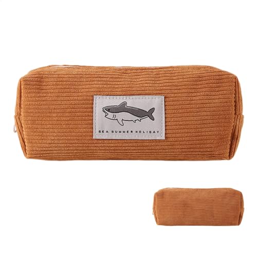 Cord-Tier-Bleistifttasche - Weiches Federmäppchen Für Schule | Haifisch-Design-Stiftbeutel, Mehrzweck-Schreibwarenetui Für Reisen, Kinderfreundliches Plüsch-Etui Mit Tier-Motiv, Kreative Stiftbox von Generic
