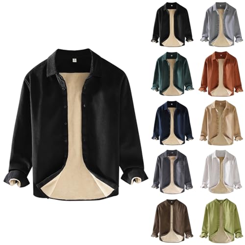 Cordhemd Herren Warme Langarmhemd 2023 Herbst Winter Fleece Gefütterte Freizeithemd Regular Fit Button Up Flanellhemd mit Fronttasche Einfarbig Winterhemd M-3XL Cordhemd Herren Warme Langarmhemd 2023 Herbst Winter Fleece Gefütterte Freizeithemd Regular Fit Button Up Flanellhemd mit Fronttasche Einfarbig Winterhemd M-3XL von Generic