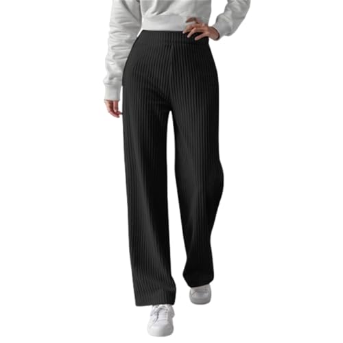 Cordhose Damen High Waist Weites Bein - Thermohose Einfarbig Elegante Palazzohose Elastische Taille Freizeithose Verdickte Winterhose Warme Jogginghose Oversized Locker Sporthose von Generic