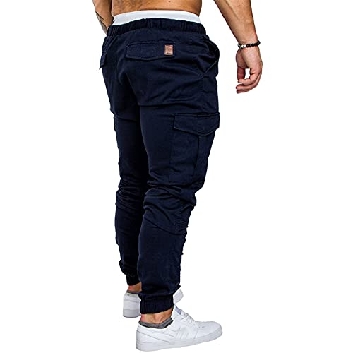 Cordhose Herren,Casual Sporthose Jogger Freizeithose mit warmen Thermoinnenfutter mit Strech in bequemen Schnitt Hose Cargohose Regular Fit Outdoorhose Elastische Taille Sweatpants Navy 2XL von Generic