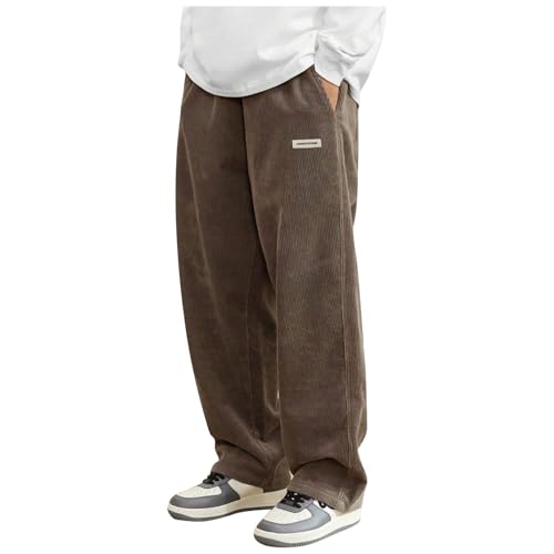 Cordhose Herren Baggy Sweathose Lang Casual Freizeithose Lange Cord Japanische Hose Regular Fit Jogginghose Atmungsaktiv mit Kordelzug Männer von Generic