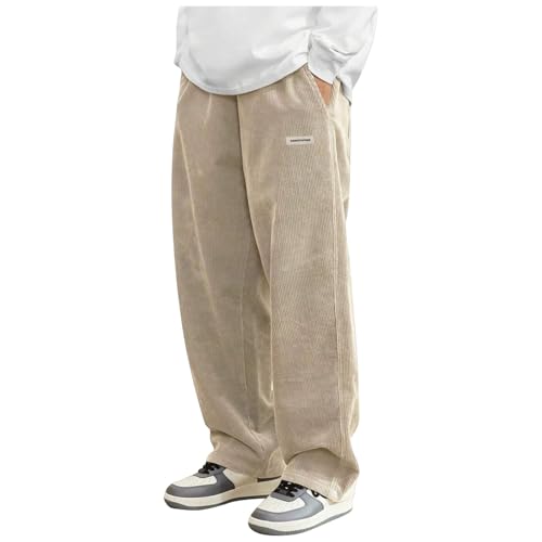 Cordhose Herren Baggy Sweathose Lang Casual Freizeithose Lange Cord Japanische Hose Regular Fit Jogginghose Atmungsaktiv mit Kordelzug Männer von Generic