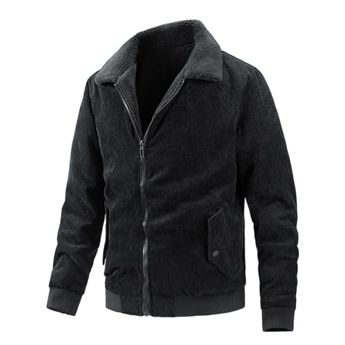 Cordjacke Herren Baumwolle Winterjacke Gefüttert Cord Jacke Teddyjacke Winter Übergangsjacke Teddyfleece Wintermantel Fleecejacke Warm Herren-Mäntel Meine Bestellungen Anzeigen Schwarz L von Generic