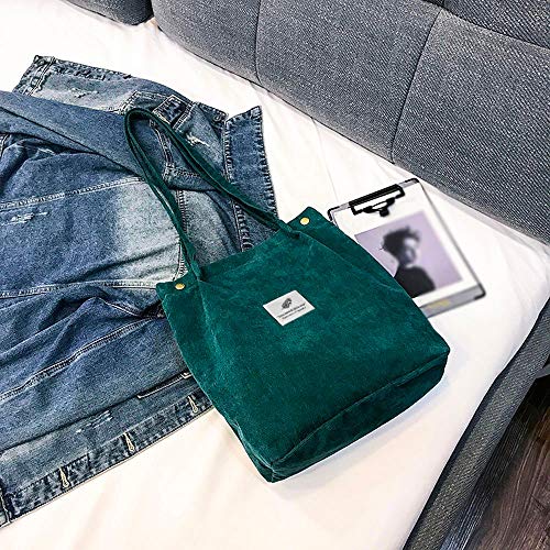 Corduroy Travel Tasche Frauen Handtasche Tote Color Fashion-Shoulder Umhängetasche Mit Taschen 42 (Green, One Size) von Generic