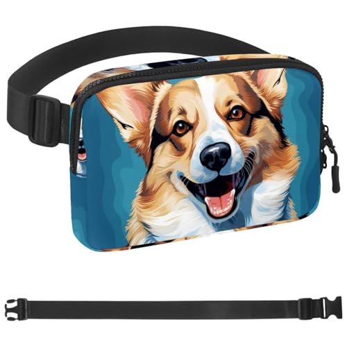 Corgi Dog-1321 Umhängetasche für Damen und Herren, Gürteltasche für Reisen, Freizeit, Wandern, Radfahren, Multicolor 01, 1.5x9.0x5.9in/4x23x15cm von Generic