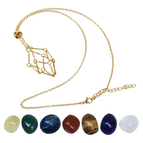 Corrolli | 7 Stück Halsketten für natürliche Frauen, Steinketten und Kristalle für die Herstellung von einzigartigen und schönen Geschenkschmuck für Frauen, Halter für Kristallblüten, riferimento von Generic