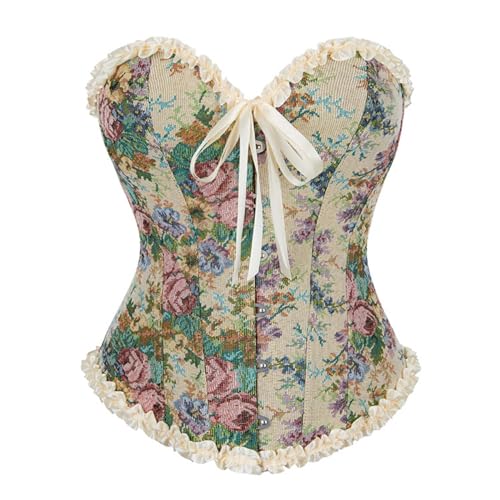 Corsage Damen Reizwäsche Korsett Unterbrust Gothic Bauchweg Corset mit Schnürung Top Spitze Bustier Shapewear Gericht Korsage Zipper Bandeau Top Waist Oberteil Body Shaper Weste Dessous für Damen von Generic
