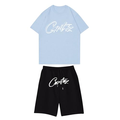 Corteiz Jogger Herren Trainingsanzug, Sommer 2-Teiliges Outfit, Corteiz Shorts Set, Einfache Corteiz T-Shirts + Shorts Anzug, Corteiz Laufanzug, Corteiz Herren Sportanzug, Kurz Corteiz Tracksuit von Generic