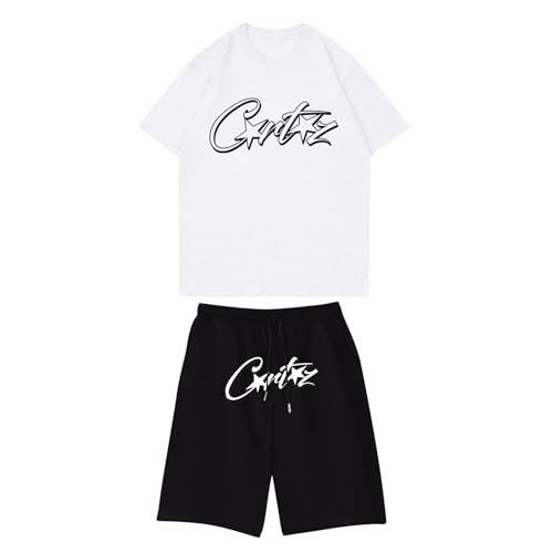 Corteiz Jogger Herren Trainingsanzug, Sommer 2-Teiliges Outfit, Corteiz Shorts Set, Einfache Corteiz T-Shirts + Shorts Anzug, Corteiz Laufanzug, Corteiz Herren Sportanzug, Kurz Corteiz Tracksuit von Generic