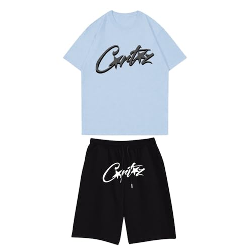 Corteiz Jogger Herren Trainingsanzug, Sommer 2-Teiliges Outfit, Corteiz Shorts Set, Einfache Corteiz T-Shirts + Shorts Anzug, Corteiz Laufanzug, Corteiz Herren Sportanzug, Kurz Corteiz Tracksuit von Generic