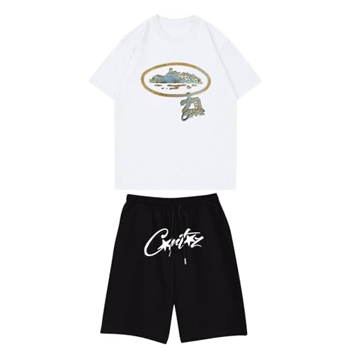 Corteiz Jogger Herren Trainingsanzug, Sommer 2-Teiliges Outfit, Corteiz Shorts Set, Einfache Corteiz T-Shirts + Shorts Anzug, Corteiz Laufanzug, Corteiz Herren Sportanzug, Kurz Corteiz Tracksuit von Generic