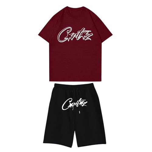 Corteiz Jogger Herren Trainingsanzug, Sommer 2-Teiliges Outfit, Corteiz Shorts Set, Einfache Corteiz T-Shirts + Shorts Anzug, Corteiz Laufanzug, Corteiz Herren Sportanzug, Kurz Corteiz Tracksuit von Generic