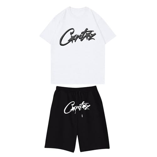 Corteiz Jogger Herren Trainingsanzug, Sommer 2-Teiliges Outfit, Corteiz Shorts Set, Einfache Corteiz T-Shirts + Shorts Anzug, Corteiz Laufanzug, Corteiz Herren Sportanzug, Kurz Corteiz Tracksuit von Generic