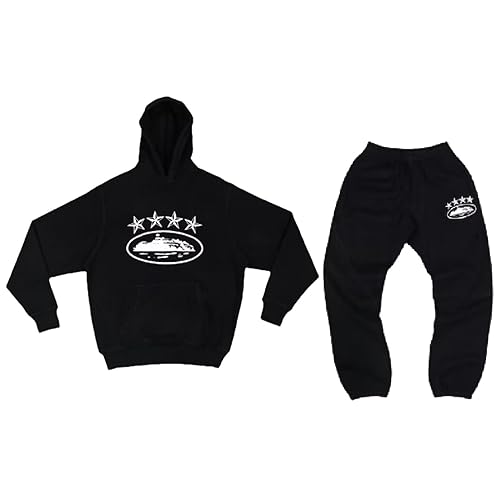 Corteiz Tracksuit Herren Y2K Jogginganzug 2 Teilig Hip Hop Streetwear Männer Pullover Lässig Oberteile und Sporthosen Trainingsanzug Sportanzug Tracksuit Unisex Jogging Anzug Set mit Hoodie Und Hose von Generic