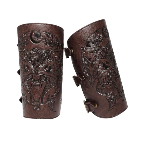 Cosplay Armbänder für Erwachsene Mittelalter Armschützer | 1 Paar Mittelalterliche Ritter Armbänder Vintage Cosplay Armbänder | Einstellbare Breite Kostüm Ril Armband, Fare riferimento alla von Generic