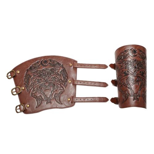 Cosplay Armbänder für Erwachsene Mittelalter Armschützer | 1 Paar Mittelalterliche Ritter Armbänder Vintage Cosplay Armbänder | Einstellbare Breite Kostüm Ril Armband, Fare riferimento alla von Generic