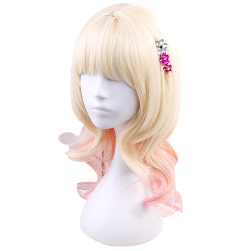 Cosplay Perücke Für Mit Rosa Cos Perücken Hitzebeständiges Haar Halloween Perücken Mit Kopfbedeckung Haarnadel von Generic