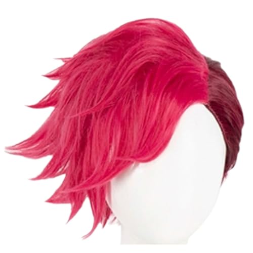 Cosplay Perücke Kurz Für Vi Anime Perücke Rose Rot Kostüm Für Frauen Und Mädchen Hitzebeständig Synthetische Perücken Mit Perücke Kappe von Generic