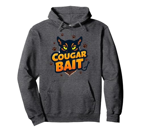 Cougar Bait: Witzige ältere Frauen Jäger Humor Pullover Hoodie, Unisex für Erwachsene, Anthrazit Meliert, XL von Generic