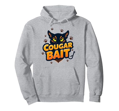 Cougar Bait: Witzige ältere Frauen Jäger Humor Pullover Hoodie, Unisex für Erwachsene, Grau Meliert, M von Generic