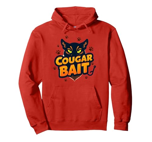 Cougar Bait: Witzige ältere Frauen Jäger Humor Pullover Hoodie, Unisex für Erwachsene, Rot, XL von Generic