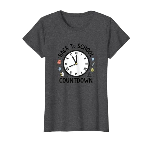 Countdown-Uhr für die Schule mit Bildungssymbolen T-Shirt, Damen, Anthrazit Meliert, XXL von Generic