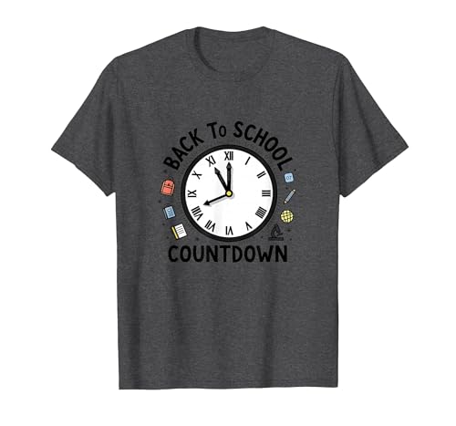 Countdown-Uhr für die Schule mit Bildungssymbolen T-Shirt, Herren, Anthrazit Meliert, 6XL Countdown-Uhr für die Schule mit Bildungssymbolen T-Shirt, Herren, Anthrazit Meliert, 6XL von Generic