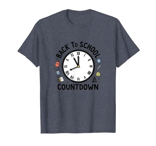 Countdown-Uhr für die Schule mit Bildungssymbolen T-Shirt, Herren, Blau Meliert, XXL Countdown-Uhr für die Schule mit Bildungssymbolen T-Shirt, Herren, Blau Meliert, XXL von Generic