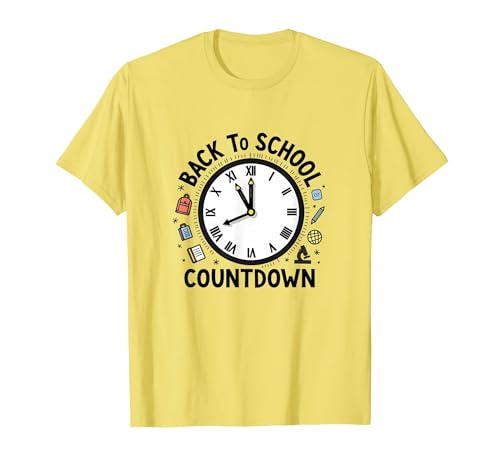 Countdown-Uhr für die Schule mit Bildungssymbolen T-Shirt, Herren, Gelb, XL von Generic