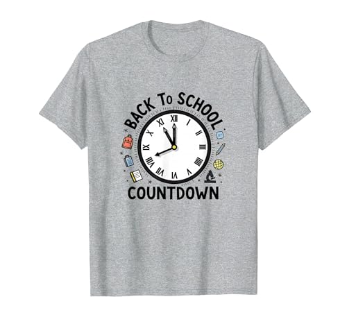 Countdown-Uhr für die Schule mit Bildungssymbolen T-Shirt, Herren, Grau Meliert, L Countdown-Uhr für die Schule mit Bildungssymbolen T-Shirt, Herren, Grau Meliert, L von Generic