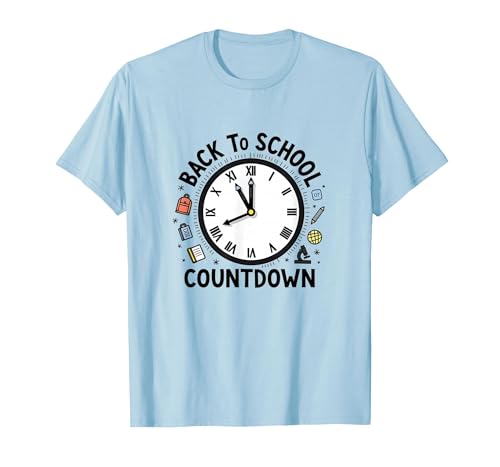 Countdown-Uhr für die Schule mit Bildungssymbolen T-Shirt, Herren, Himmelblau, XL Countdown-Uhr für die Schule mit Bildungssymbolen T-Shirt, Herren, Himmelblau, XL von Generic