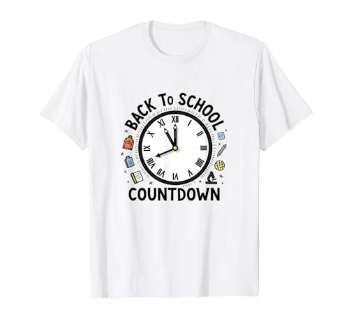 Countdown-Uhr für die Schule mit Bildungssymbolen T-Shirt, Herren, Weiß, L Countdown-Uhr für die Schule mit Bildungssymbolen T-Shirt, Herren, Weiß, L von Generic