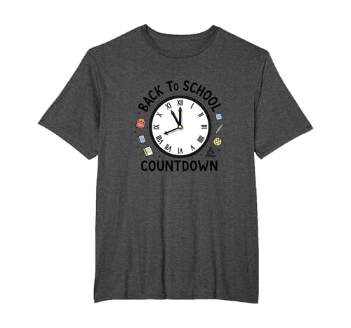 Countdown-Uhr für die Schule mit Bildungssymbolen T-Shirt, Herren Große Größen, Anthrazit Meliert, 3X Tall Countdown-Uhr für die Schule mit Bildungssymbolen T-Shirt, Herren Große Größen, Anthrazit Meliert, 3X Tall von Generic