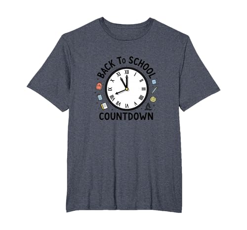 Countdown-Uhr für die Schule mit Bildungssymbolen T-Shirt, Herren Große Größen, Blau Meliert, 5X Tall Countdown-Uhr für die Schule mit Bildungssymbolen T-Shirt, Herren Große Größen, Blau Meliert, 5X Tall von Generic