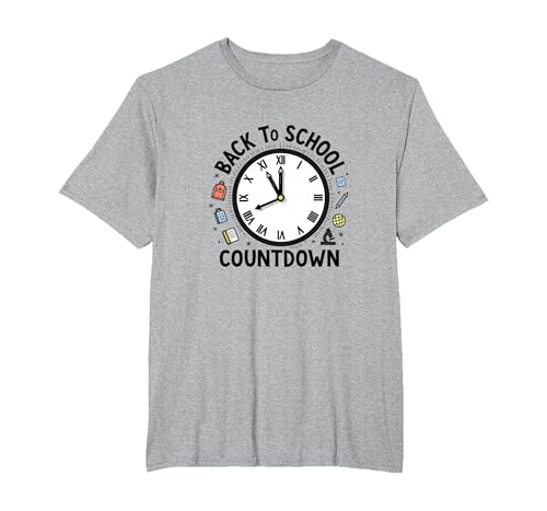 Countdown-Uhr für die Schule mit Bildungssymbolen T-Shirt, Herren Große Größen, Grau Meliert, 5X Tall Countdown-Uhr für die Schule mit Bildungssymbolen T-Shirt, Herren Große Größen, Grau Meliert, 5X Tall von Generic